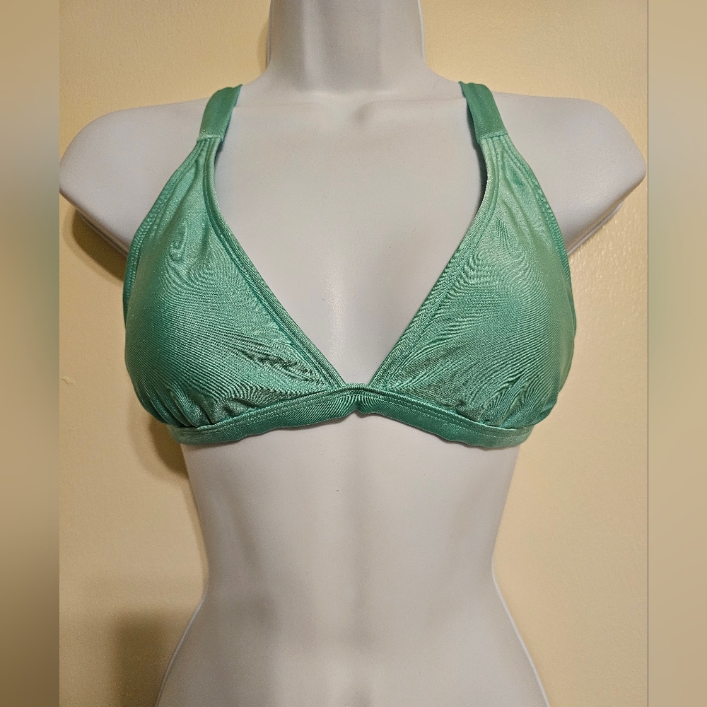 Eidon Racerback Strappy Triangle Bikini Swim Top Beach Neon Green Large